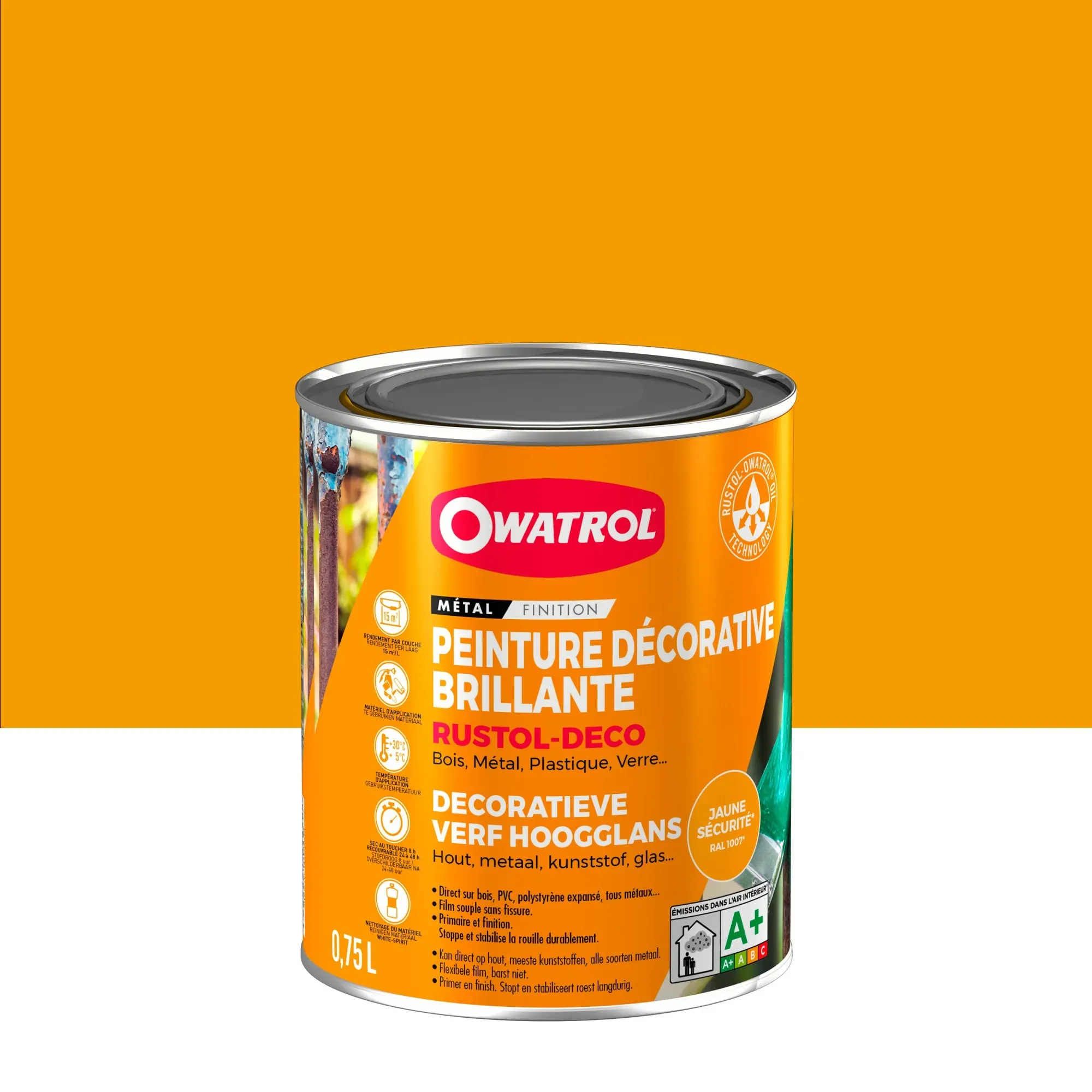 OWATROL -Rustol Déco Peinture Déco -Jaune Sécurité -Peinture Antirouille 2 OWATROL -Rustol Déco Peinture Déco -Jaune Sécurité -Peinture Antirouille 2