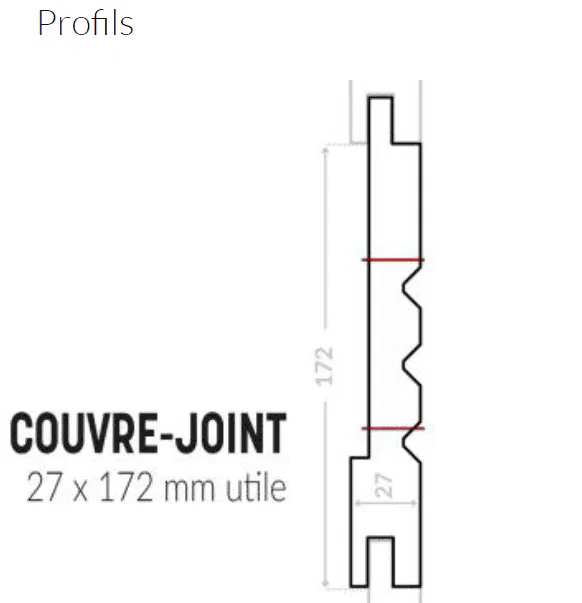 SILVERWOOD- Couvre-Joint -Bardage Classic Bois Sapin du Nord -Traité Classe 3.1 -27x172mm 4