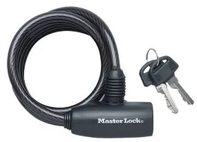 MASTER LOCK -Câble Enroulable -Diam. 8 -2 Clés -Vinyle -Câble Anti Vol. Enroulé