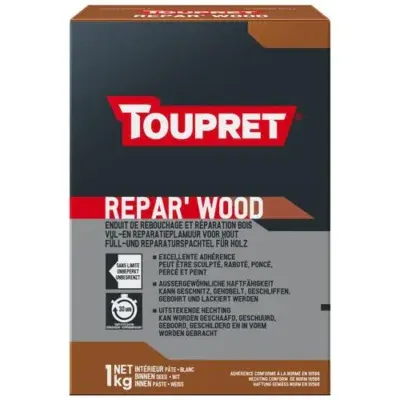 TOUPRET – Repar’Wood Enduit de Rebouchage/Réparation Bois toupret-reparwood-enduit-rebouchage-reparation-bois