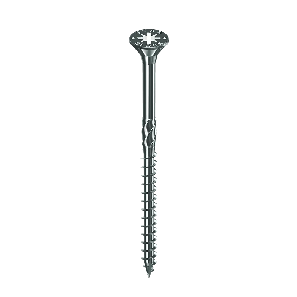 NORAIL -StarBlock -Vis Bois-Agglo –Diam.6 –TF –PZ –Acier Zingué -Tête Fraisée Pozidriv 2