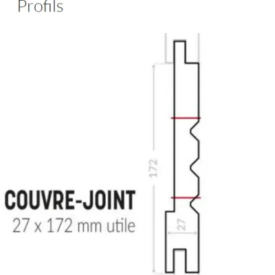 SILVERWOOD- Couvre-Joint -Bardage Classic Bois Sapin du Nord -Traité Classe 3.1 -27x172mm