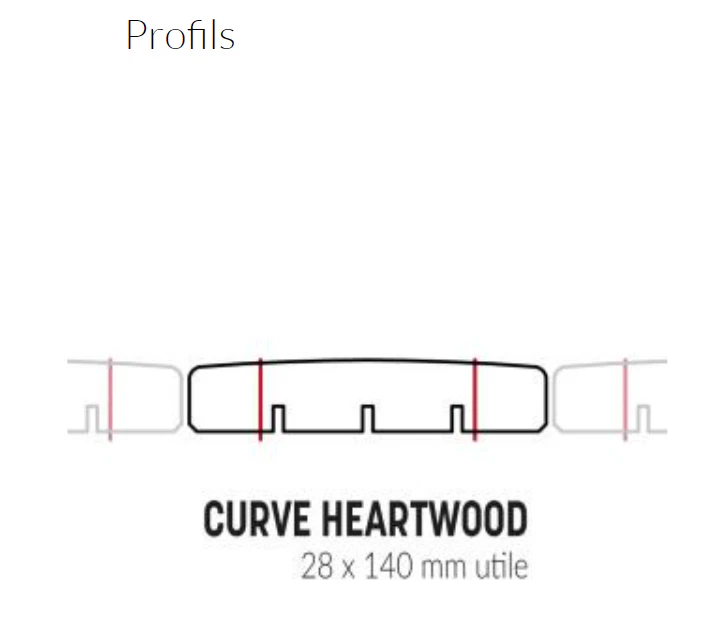 SILVERWOOD – Curve Heartwood -Lame de Terrasse Écologiques Pin Rouge Du Nord -Section: 140x28mm 4