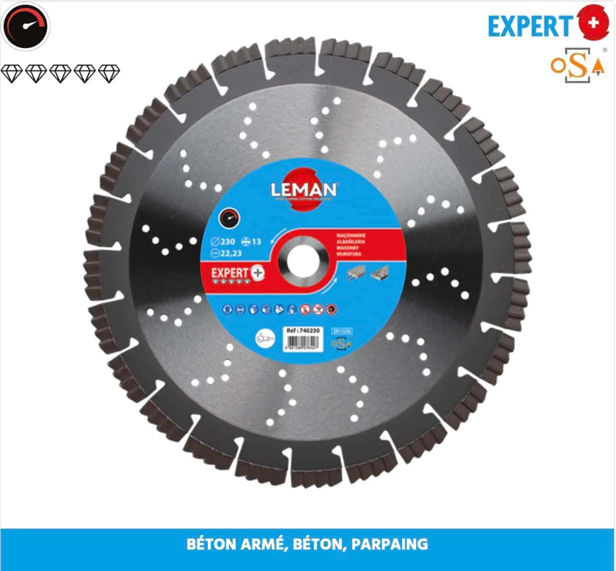 LEMAN – DIA.00740 – Disque Diamant -Béton Armé LES OUTILS DE COUPE: FORETS,MÈCHES, DISQUES leman-disque-diamant-beton 3