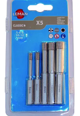 LEMAN -TRE.06500 -Lot de 5 Trépans Diamanté -Carrelage, Marbre leman-trepan-diamanté-carrelage-marbre