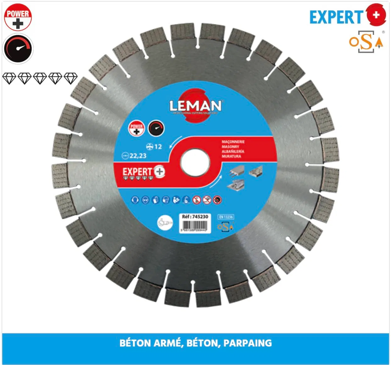 LEMAN - DIA.00745 - Disque Diamant 3D Béton Armé, Acier