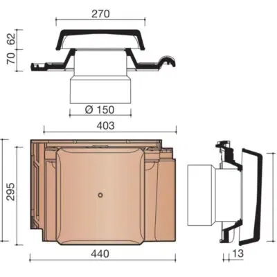 KORAMIC-Opalys Kit Tuile À Douille Ø150mm Rouge