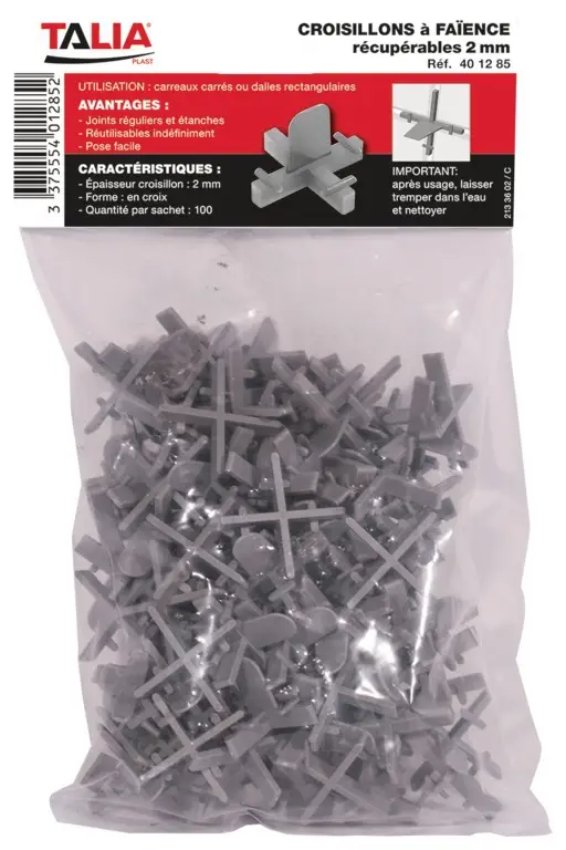 TALIAPLAST -Croisillons 4mm -Récupérables -(Sac de 75 pièces)