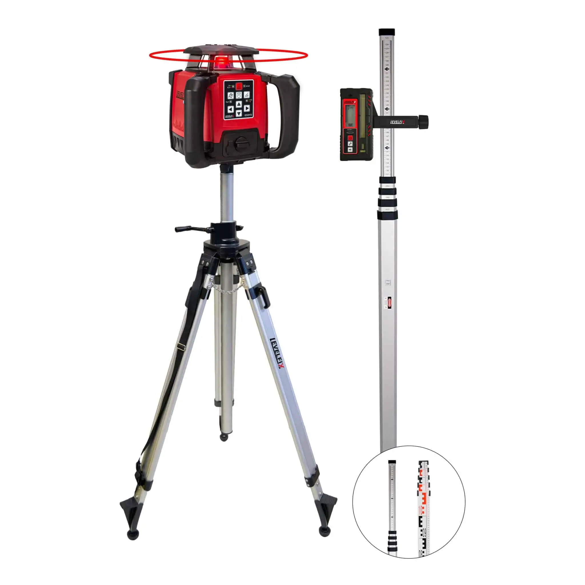 LEVELFIX -650HV SET 2 -Laser Rotatif Horizontal + Trépied Pivotant 2,80m + Mire