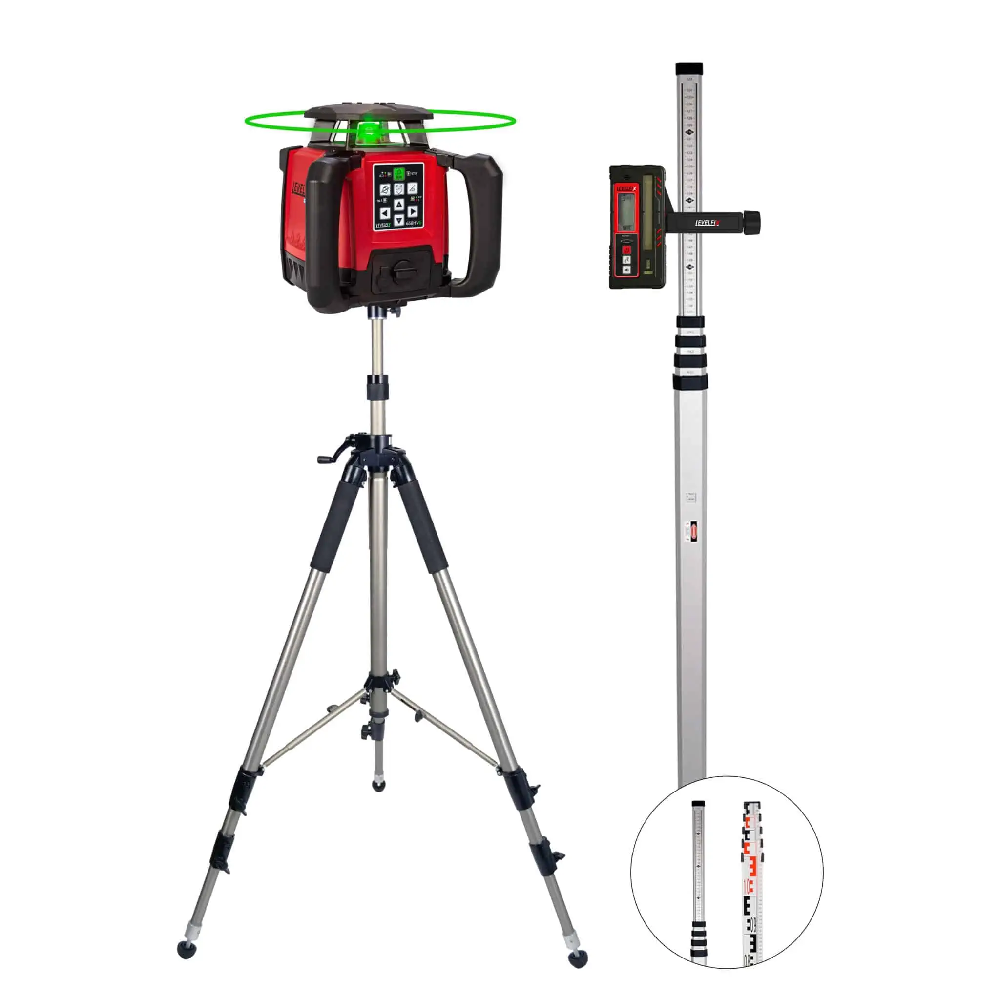 LEVELFIX -650HVG SET 2 -Laser Vert Multifonction Horizontal – Vertical + Trépied Pivotant 3,00m + Rrécepteur