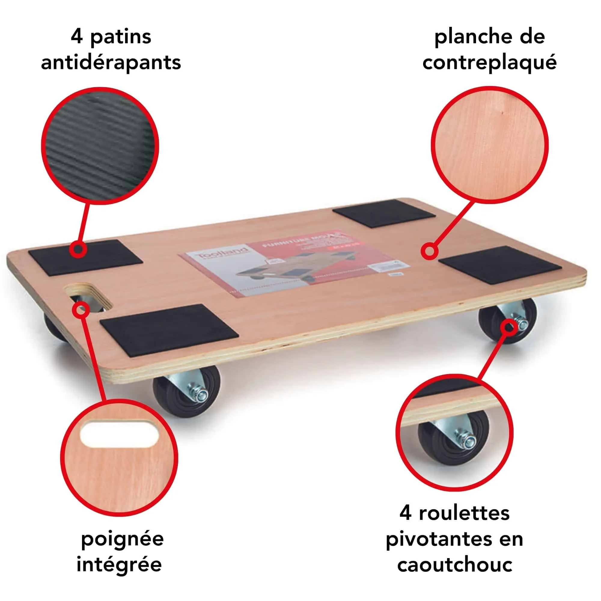 TOOLLAND -QT115 -Chariot à Roulettes -400kg