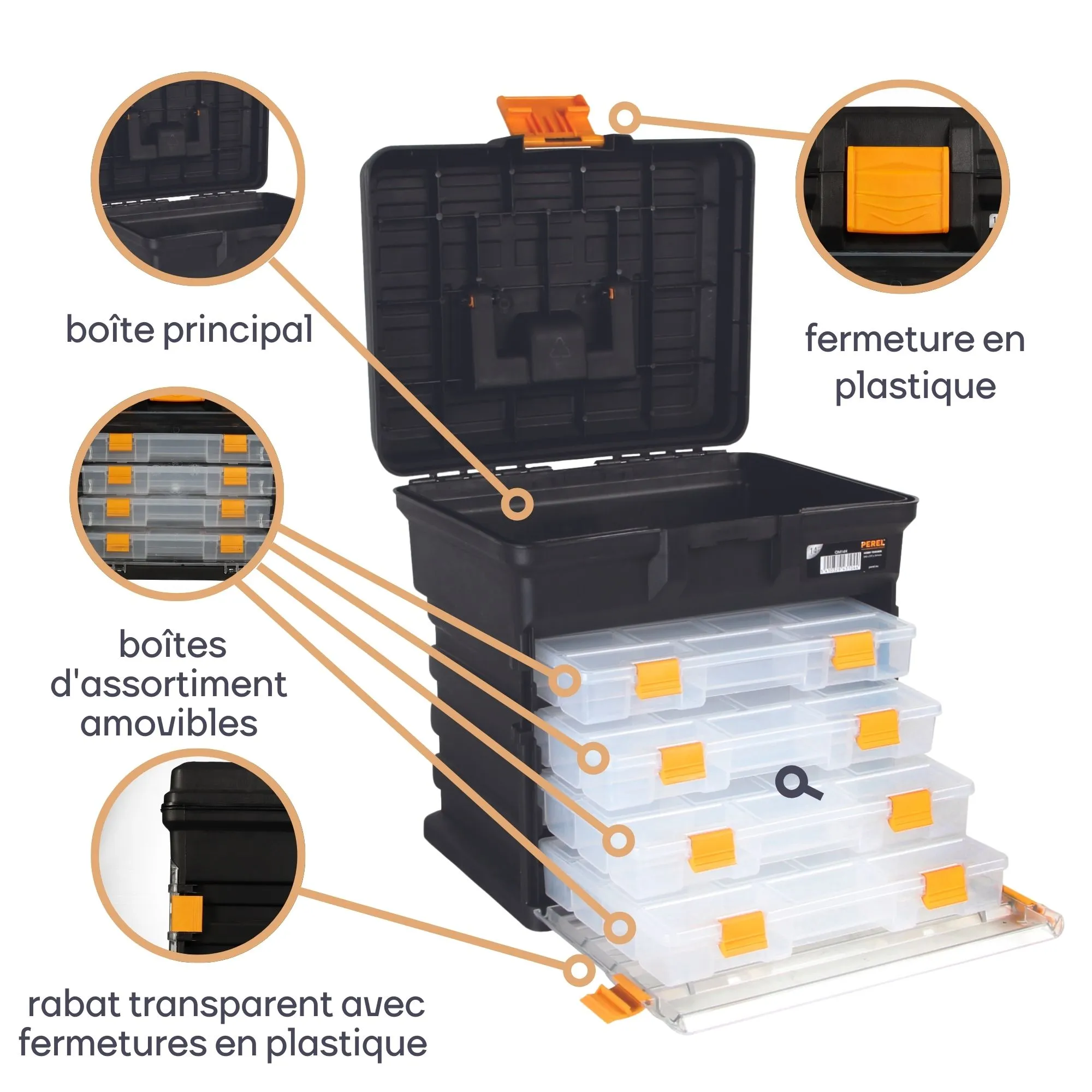 PEREL -OM14H -Coffret de Rangement Multifonctionnel