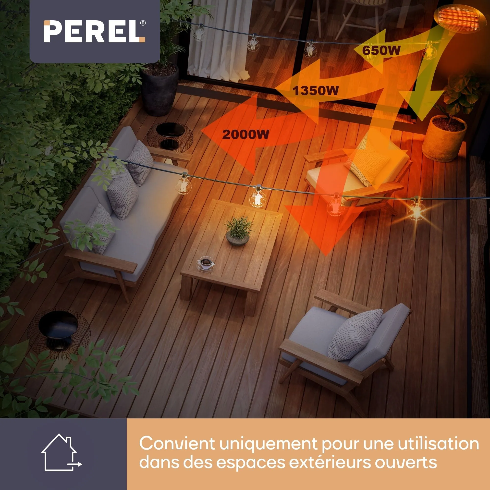 PEREL -PHW2000 -Chauffage de Terrasse 2000W