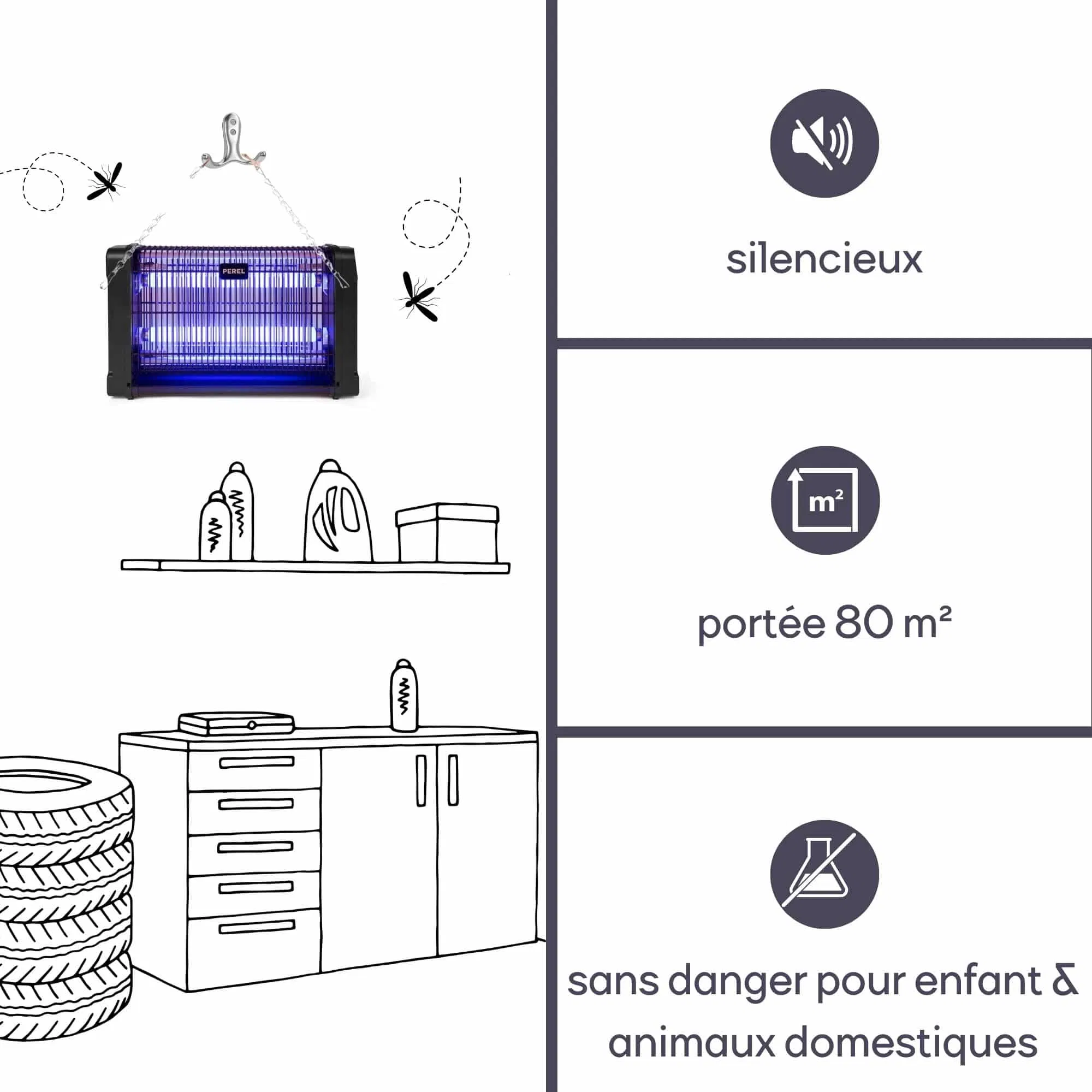 PEREL -GIK08ON -Lampe UV Anti Insectes