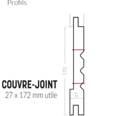 SILVERWOOD- Couvre-Joint -Bardage Classic Bois Sapin du Nord -Traité Classe 3.1 -27x172mm